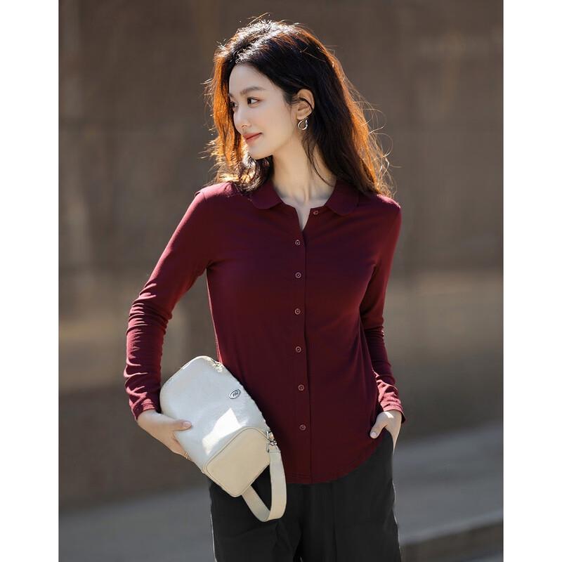 Demanar Women s Autumn Doll Collar Long Sleeve Blouse L