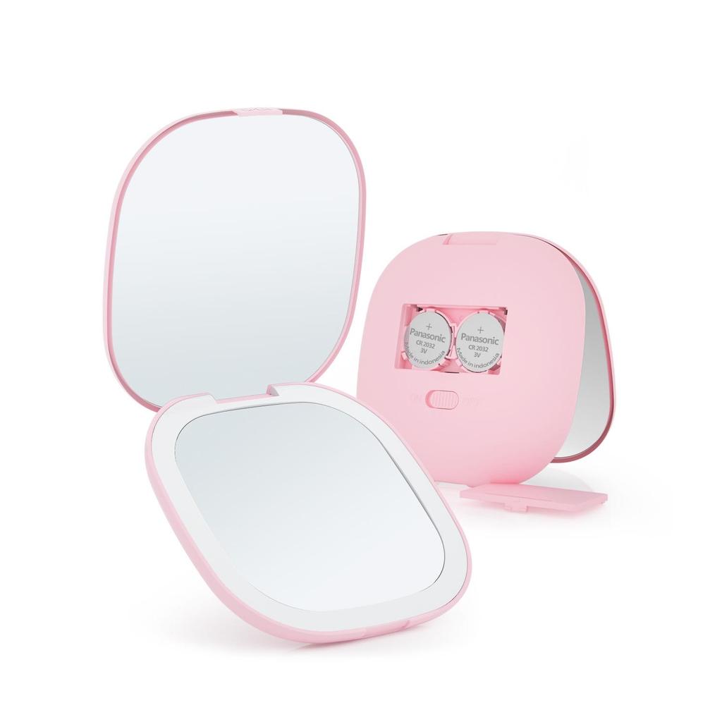 Portable LED Makeup Mirror with 5x Magnification - Compact, Handheld Beauty Light