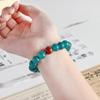 Zibo Boshan Retro Glass Buddha Beads Bracelet - Lake Green Handcrafted String