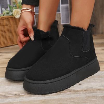 Herbst und Winter neue Damen Schneestiefel mit dicker Sohle Baumwollschuhe warm und Samt elastische Fußstiefel 44