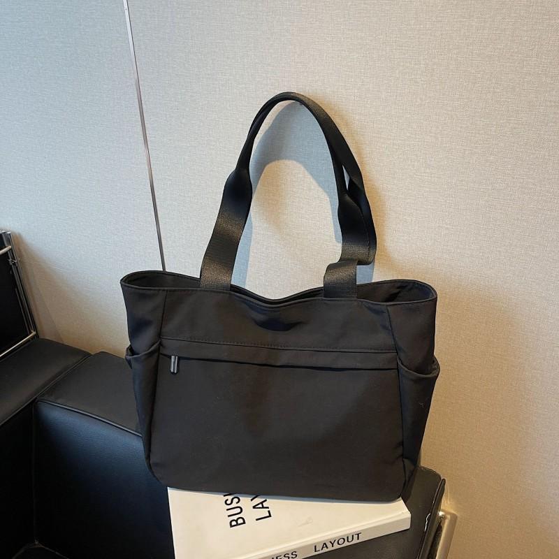 All-matching Nylon Shoulder Bag Women's Large-capacity Tote College Student Schoolbag Casual Solid Color Simple Commuting Handbag