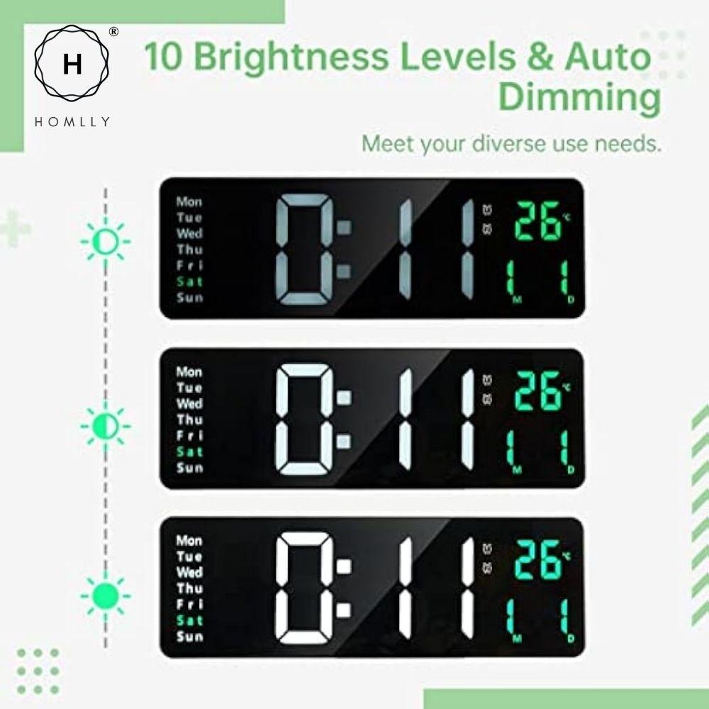 Homlly Large LED Digital Alarm Wall Clock with Timer Temperature Date Remote Controller (39 x 13cm)