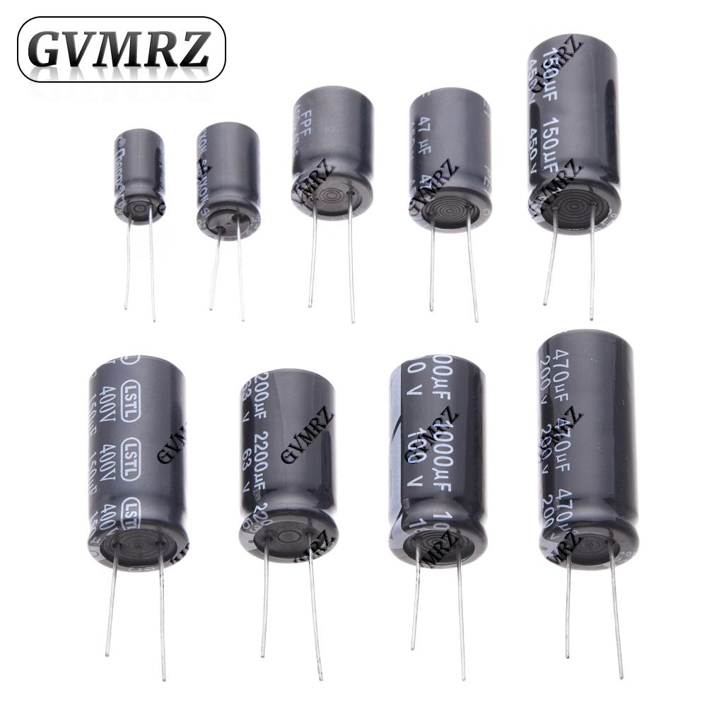 Electrolytic Capacitor Set 10UF 20UF 100UF 220UF 330UF 470UF 400UF 4.7UF for DIY Circuit Repair 63V 100V 200V 250V 400V 450V