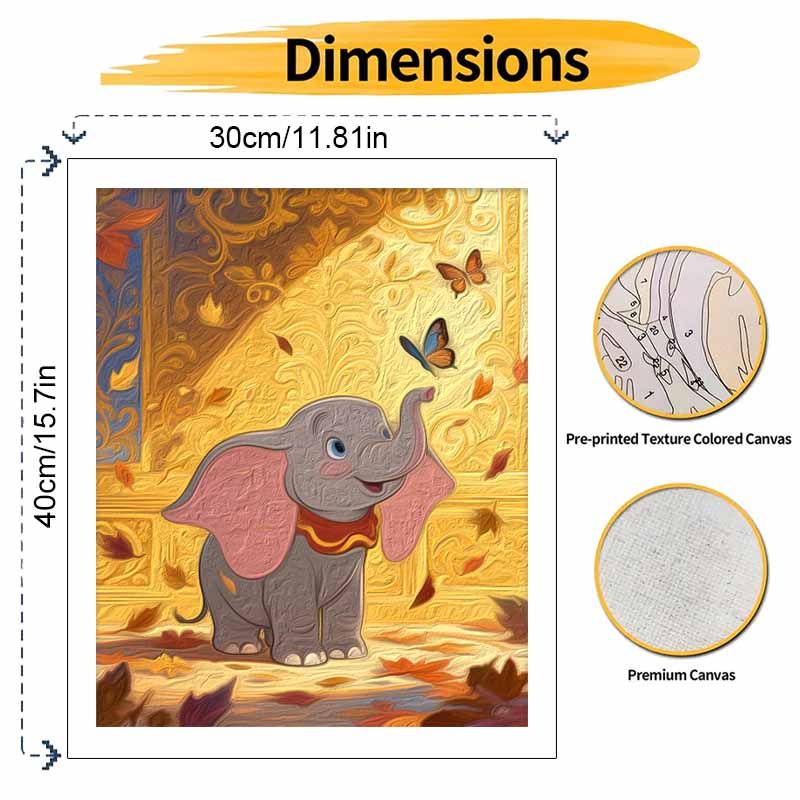 Disney Elephant and Butterflies Painting by Numbers Hand Filled Drawing Art Kit Home Decor