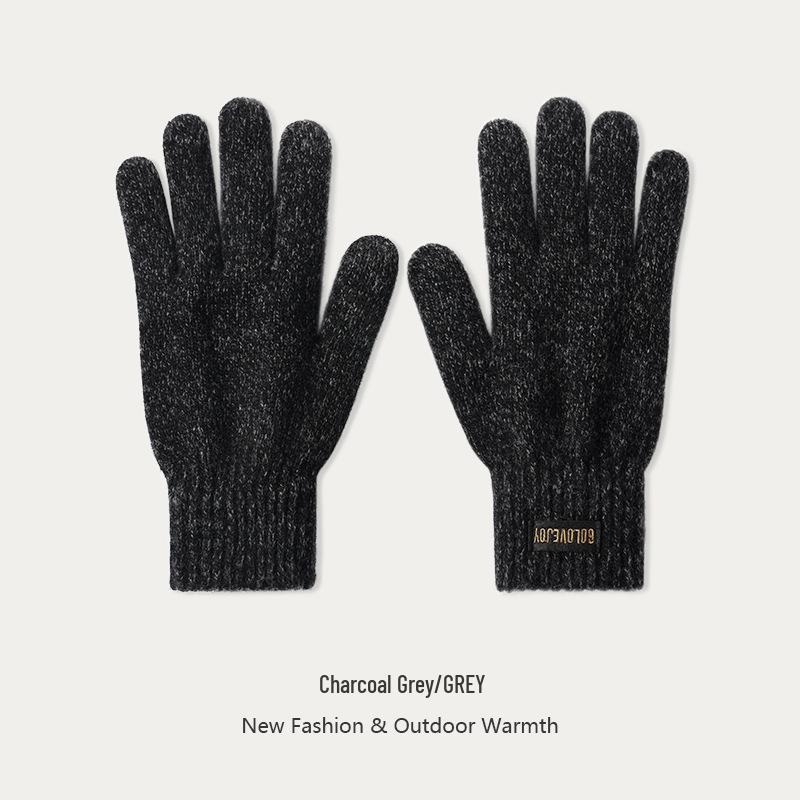 

Мужские ветрозащитные вязаные шерстяные велосипедные перчатки - на флисовой подкладке, толстые, теплые, совместимые с сенсорным экраном Large (21cm)