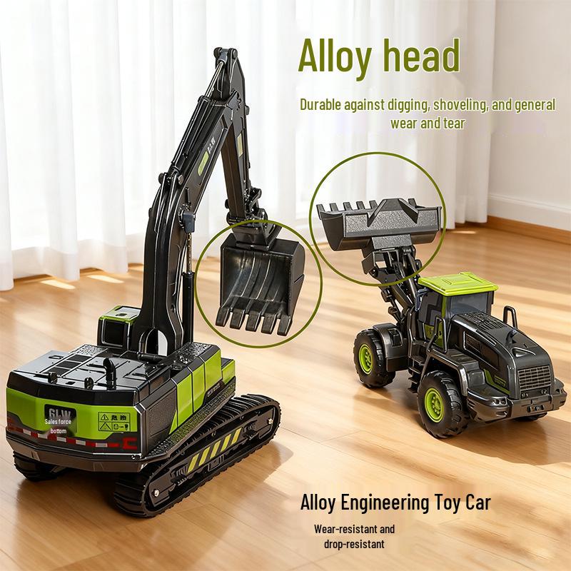 Kids' Alloy Engineering Vehicle Set: Excavator, Digger, Crane, and Earthmover Toy Models
