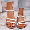 Flat-soled sandals women's summer new round head open-toe one-word buckle belt fashionable large-size women's shoes