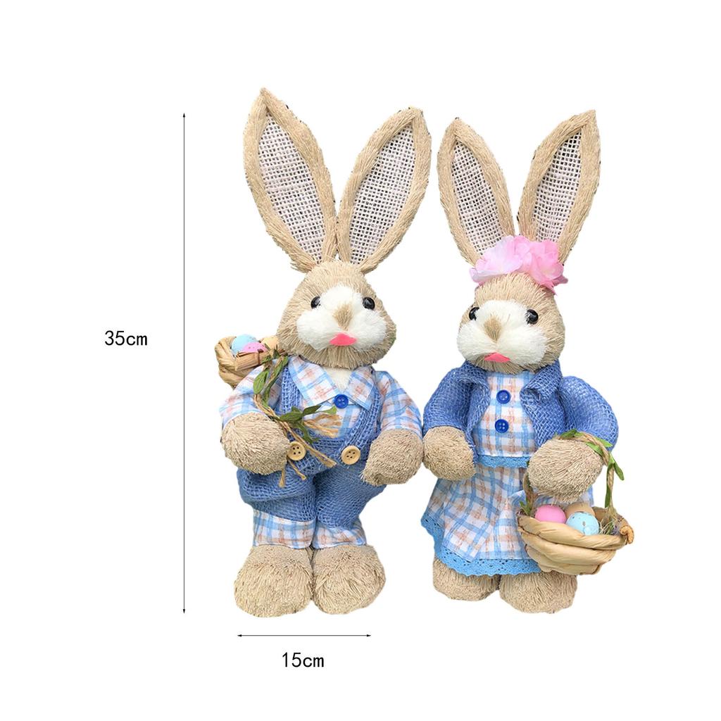 2x Rabbit Sculptures Easter Gifts Bunny Figurines for Indoors Room Bookshelf 35CM
