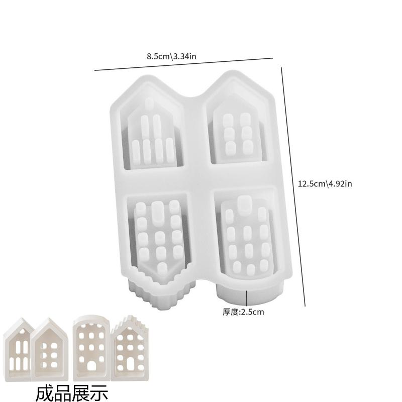 

Four Houses Clay Silicone Molds DIY Home Decoration Aromatherapy House Gypsum Plaster Mould Craft Art Ornament Epoxy Resin Mold