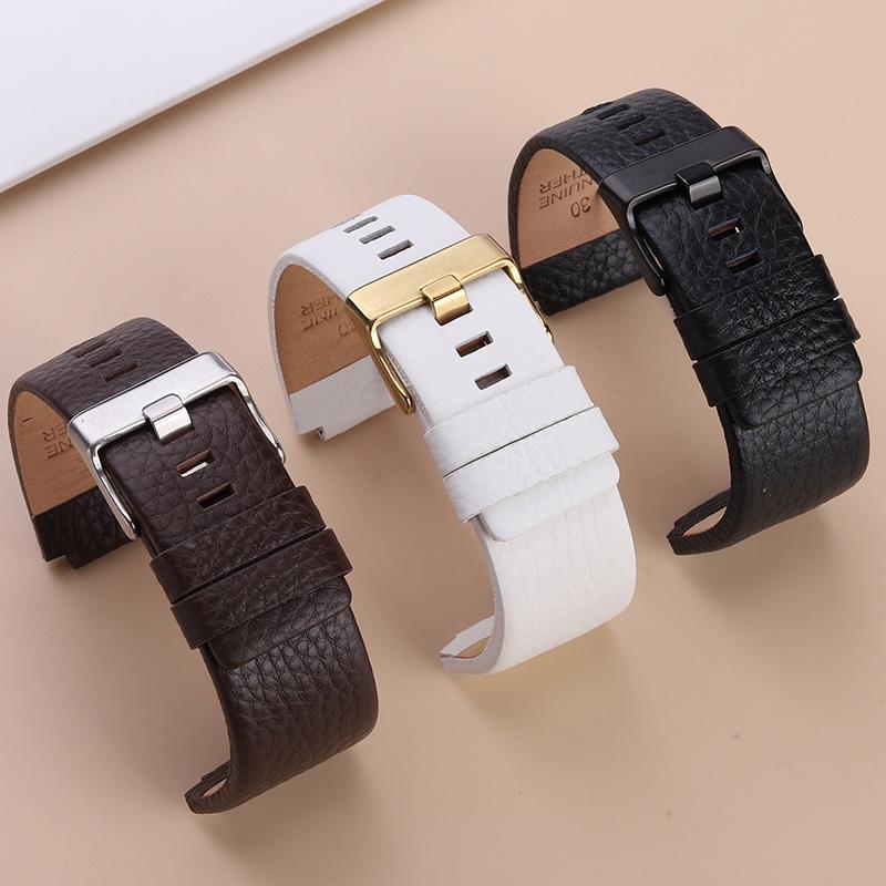 Hochwertiges Weiches Kalbslederarmband Herrenkette Für Diesel DZ1089 DZ1123 DZ1132 Ersatz Konvexes Armband 30*22mm 30mm*20 28*20mm Schwarz
