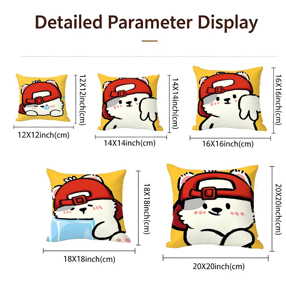 Cute Cute Bear Stickers Cushion Cover Cushion Cover Set 4Pcs 50X50 45X45 40X40 Pillowcase Decorative Sofa Home Decor