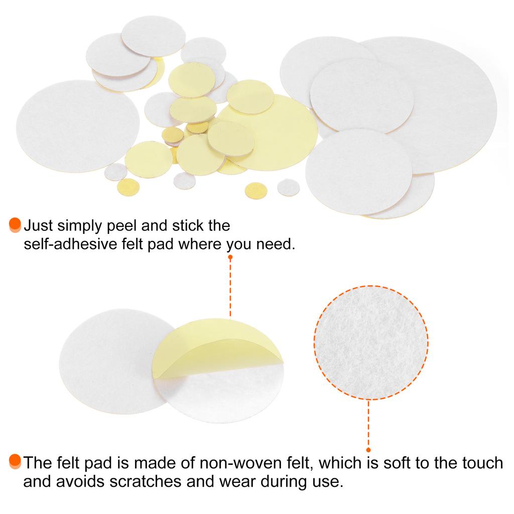 30-240pcs 12-100mm Round Adhesive Felt Circles Pre Cut Felt Craft Stickers Non-Woven Mini Felt Fabric Circles for DIY Sewing