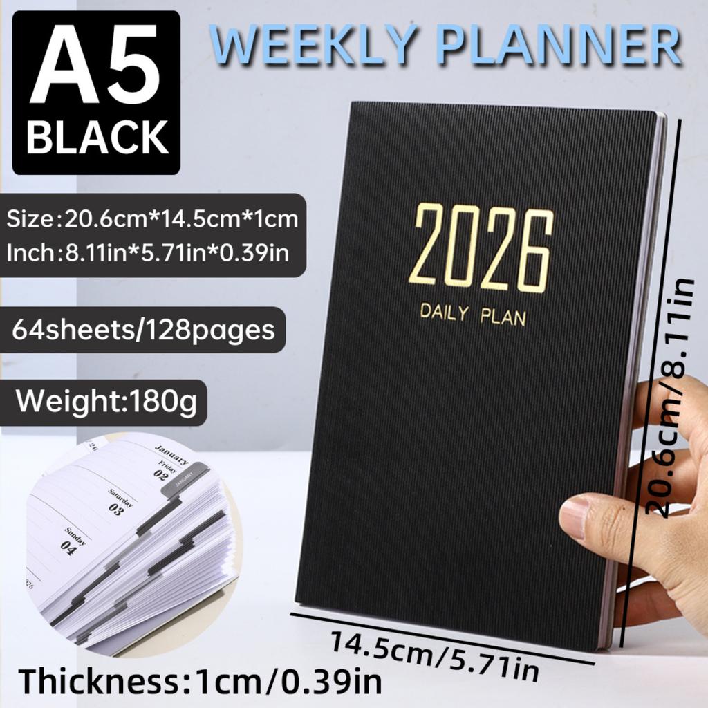 English Note-taking And Scheduler, A5 Daily Planner, Pocket-sized Portable Notebook, 365-day Weekly Planner
