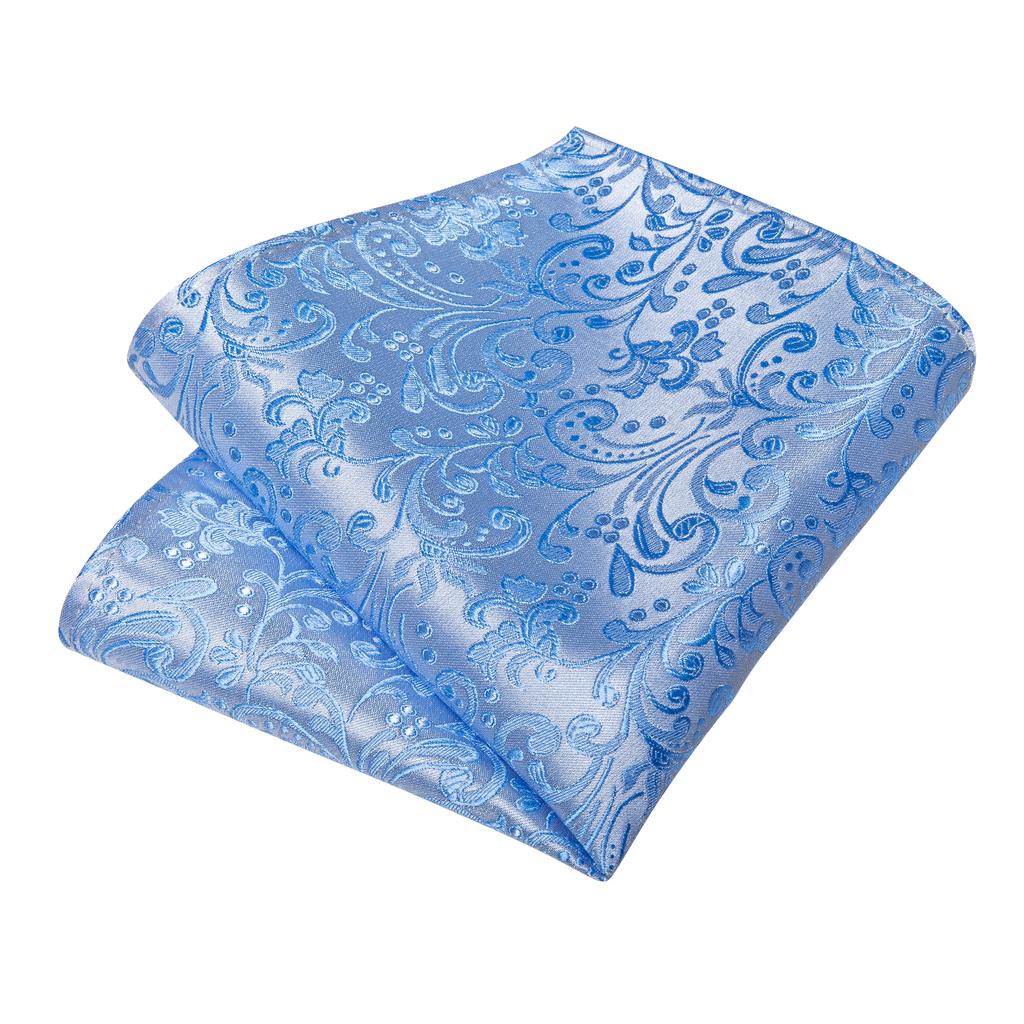 Dibangu Corbata clásica azul marino para hombre, corbata con estampado floral de cachemira, pañuelo de bolsillo, gemelos, corbata formal, regalo para hombre