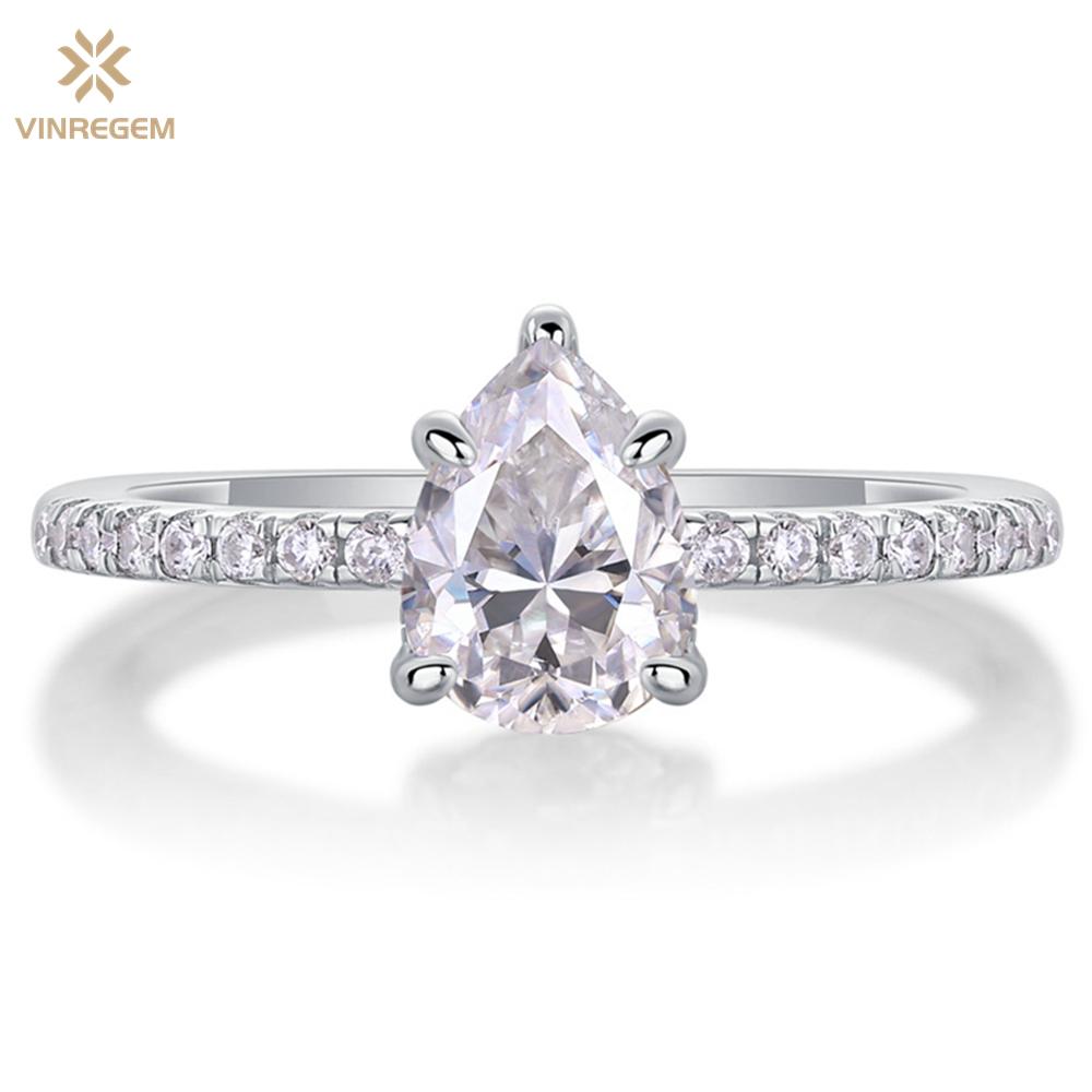 

Vinregem 100% стерлингового серебра 925 пробы грушевидной огранки 6*8 мм 1CT 3EX VVS1 D цвет настоящий муассанит кольцо с бриллиантом для женщин свадебное обручальное ювелирное украшение US 5 белый