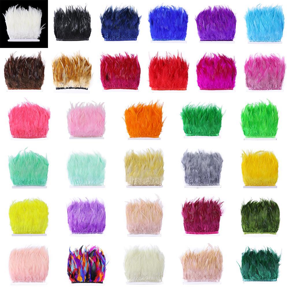 Feather1Meter Saddle Pheasant Feathers Fringe Trim for Crafts Dress Decoration Free Natural Rooster Feather Multicolor Chicken Plumes
