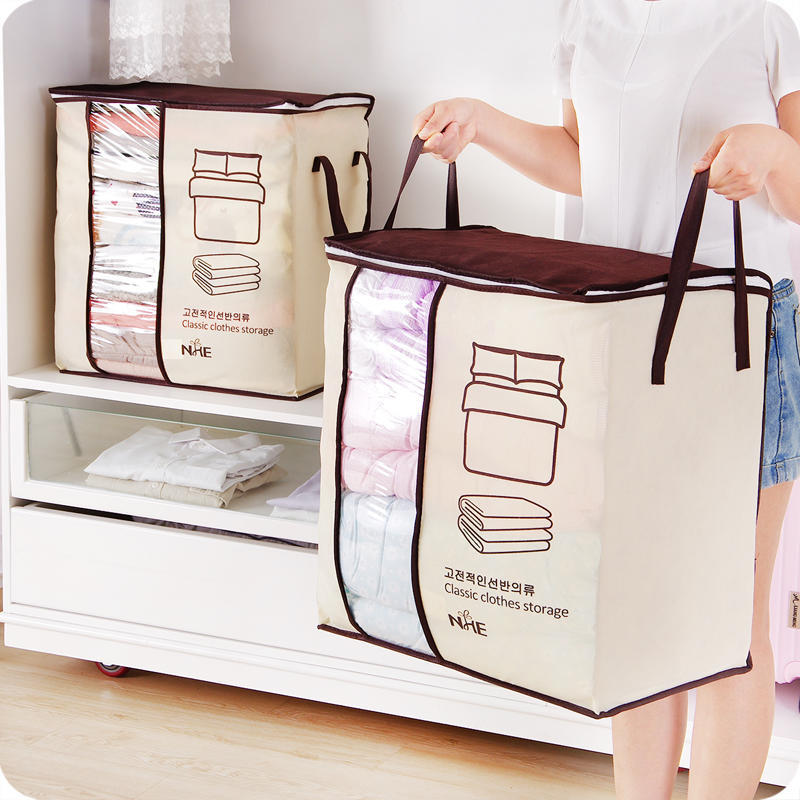 Non-woven Portable Clothes Storage Bag Organizer 45.5*51*29cm Folding Closet Organizer For Pillow Quilt Blanket Bedding