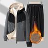 Men's Autumn and Winter with Cashmere Thickened Warm Lamb Cashmere Sports Two-piece Hooded Cardigan Sweatshirt Trousers New Suit