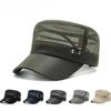 New Military Cap For Men Summer Breathable Mesh Cadet Hat Casual Bone Army Hats Women Flat Top Caps Branded Sun Protection Hats