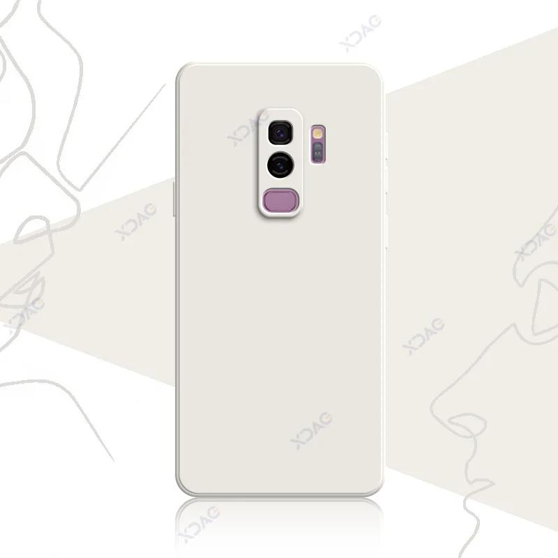 Luxus Quadratische Flüssigsilikon Hülle für Samsung Galaxy S9 Plus SamsungS9Plus 360 Weiche Handyhülle Wasserdicht Coque