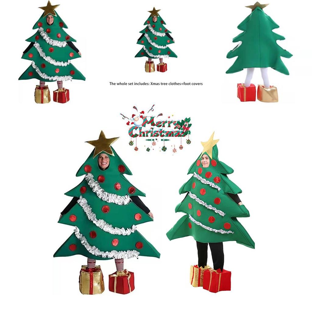 Festive Unisex Christmas Tree Cosplay Costume Funny Clothes Suit Xmas Fancy Dress Party Adults