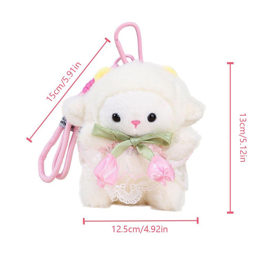 Cute Plush Sheep Keychain Lamb New Year Sheep Bag Pendant Tulip Lamb Doll Hanging Decoration