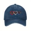 Rot Weiß Blau Drei Herzen Baseballkappe Unisex Used-Look Baumwolle Lässig Verstellbar Sommerhut