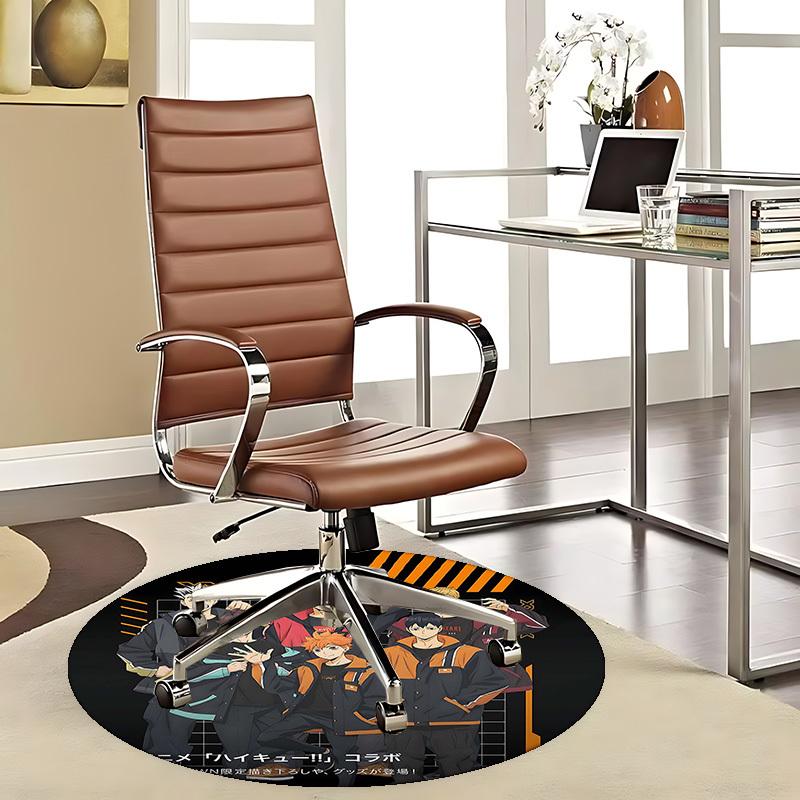 1pc Anime Haikyuu!! Collaboration Round Carpet Office Chair Mat, AntiSlip Rug, Home Decor, Seasonal Gift, Suitable for Office, Living Room 80cm