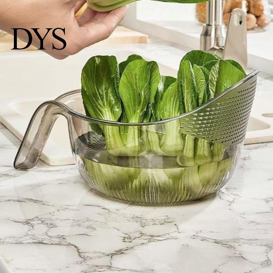 Safe Food Washing Container Multipurpose Rice Bowl, with Ergonomic Handle, PP Silicone Grip Strainer Basket, for Cleaning Vegetables And Fruits Quinoa
