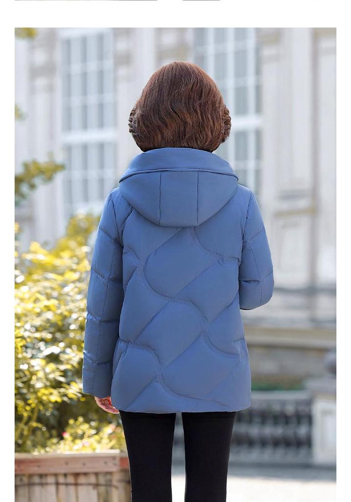 Stylish Short Down Jacket for Petite Middle-Aged & Elderly Women - Winter Warmth, Thick, White Duck Down