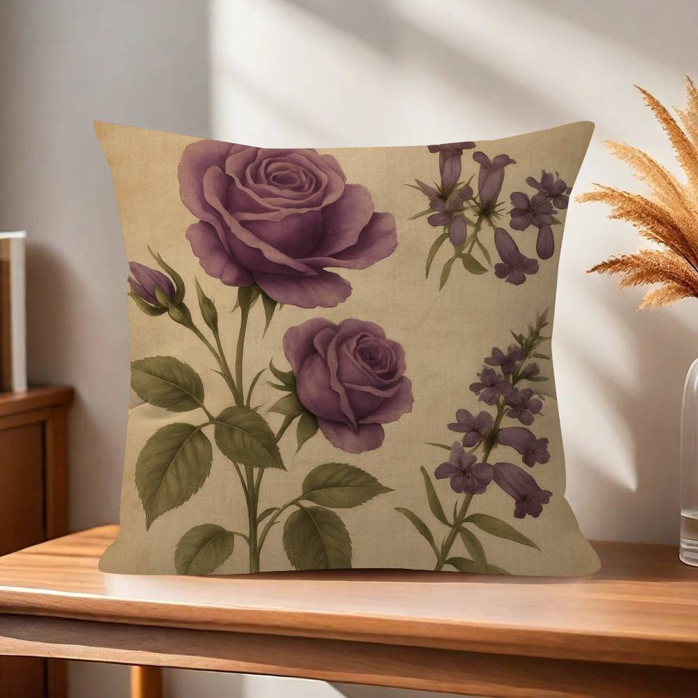 Vintage Floral Art Flower  Pillowcases Home Bedding Decorative Pillow Cover Wedding Super Soft Pillow Case