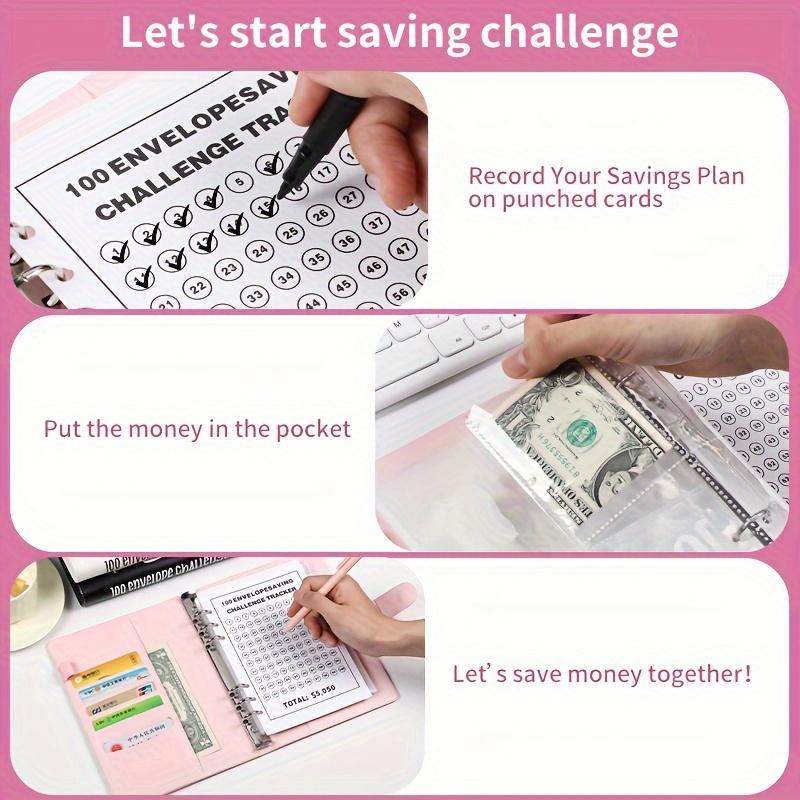 100-Day $5050 Money Saving Challenge Coin Envelope Budget Storage Book - Develop Good Savings Habit, Made of Durable Plastic Material