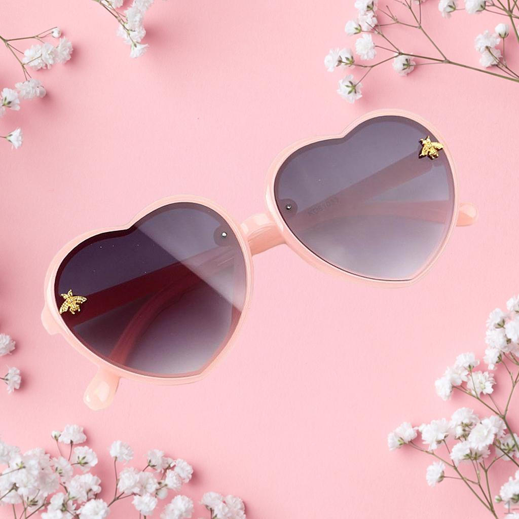 2 Pieces Cute Lovely Heart Sunglasses Eyeglasses Round Eyewear Small for Gift Outdoor Boys Beat