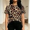 Damen Street Style Minimalistisches T-Shirt mit Leopardenmuster – Weich & Vielseitig, Ideal für den täglichen lässigen Look & Date Night