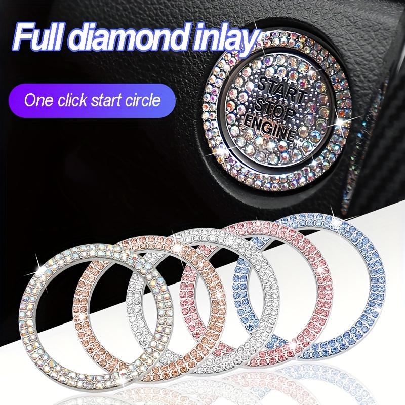Car One-Button Start Decoration Sticker Ring Switch Button Protection Sticker Cover Interior Button Sticker Crystal Inlaid Universal Product