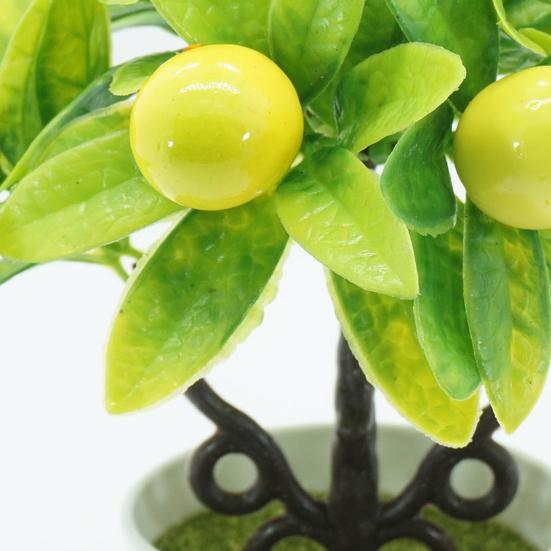 Artificial Plant Bonsai Nice-looking Exquisite Vivid Artificial Plant Orange Lemon Peach Fruit