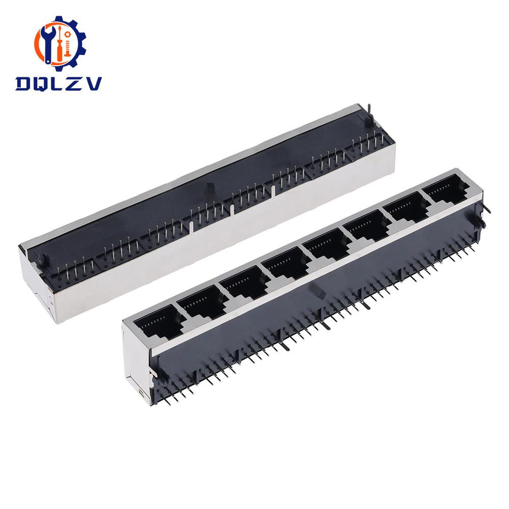 RJ45 1 2 4 6 8 Port Shielded Modular 21MM PCB Jack 8P8C Right Angle Through Hole Pcb Network Connector