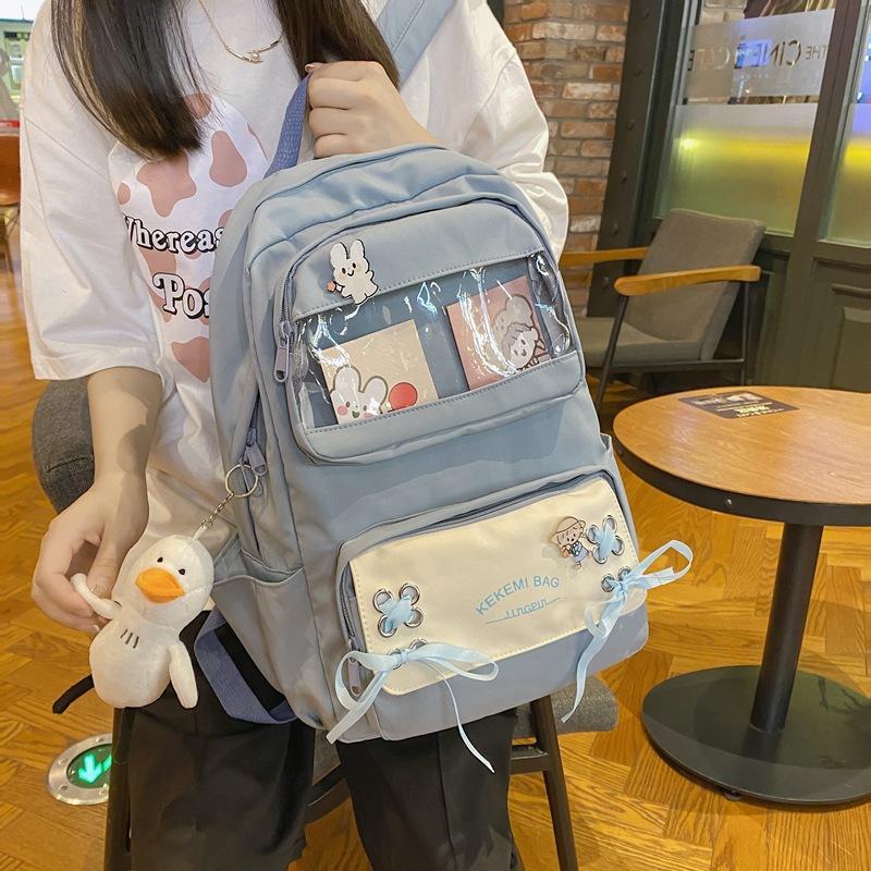 Backpack Female Primary School Students Simple Large Capacity Campus Backpack Nylon Junior High School Bag