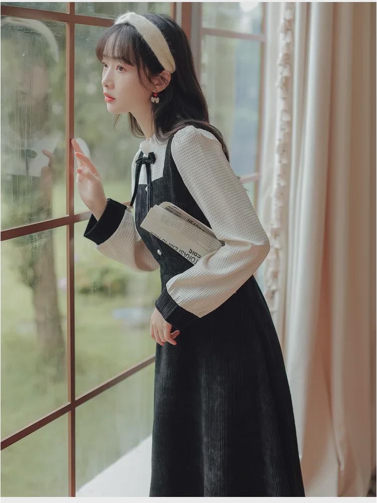 [Hochelastischer Cord] Französisches Retro-Mantelkleid mit Rüschen