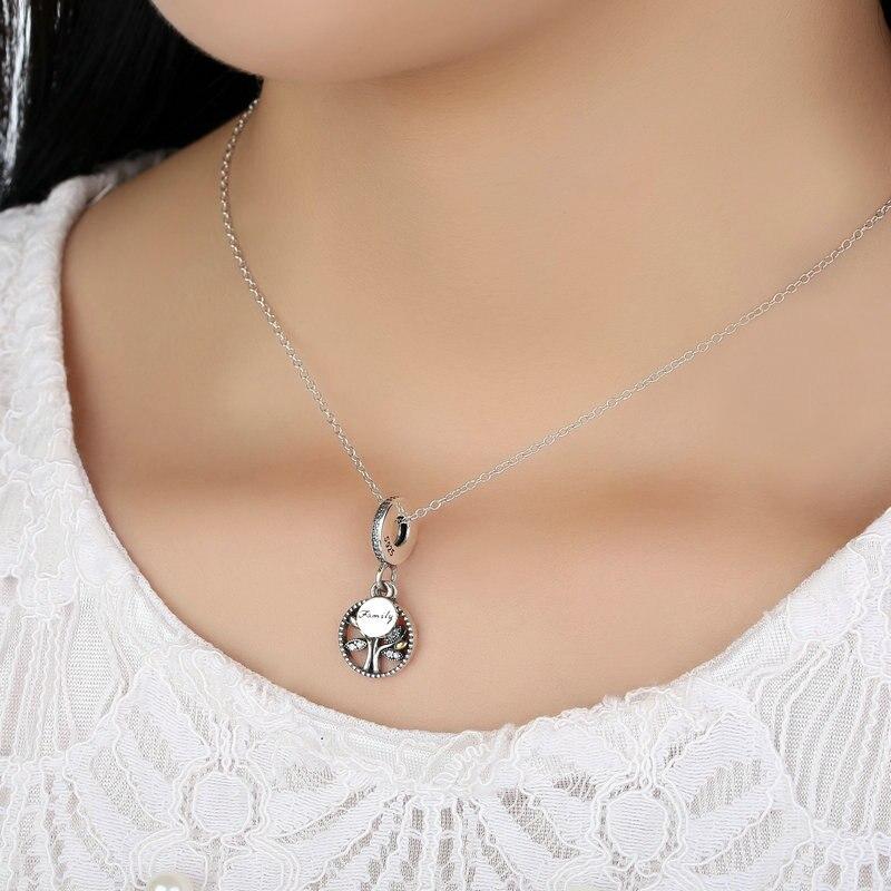 Authentic Sterling Tone Charms Hollow Family Tree Beads Fits Charm Bracelets Jewelry DiyFashion Charm