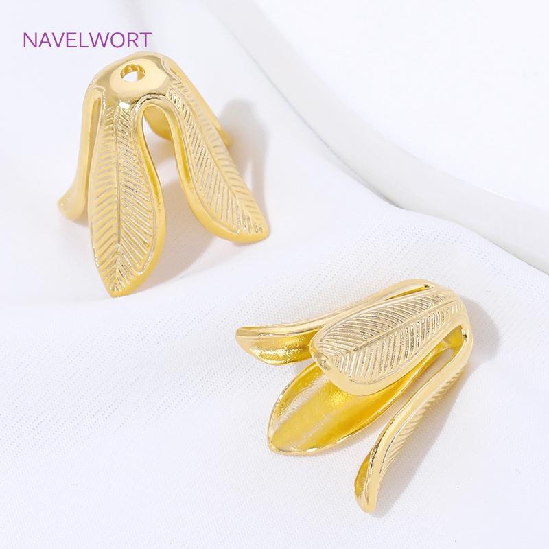 18K Gold Plated Brass Tree Leaf Bead Caps For Bracelet Making,Cap For Beads,DIY Beading Accessories,Materials For Jewelry
