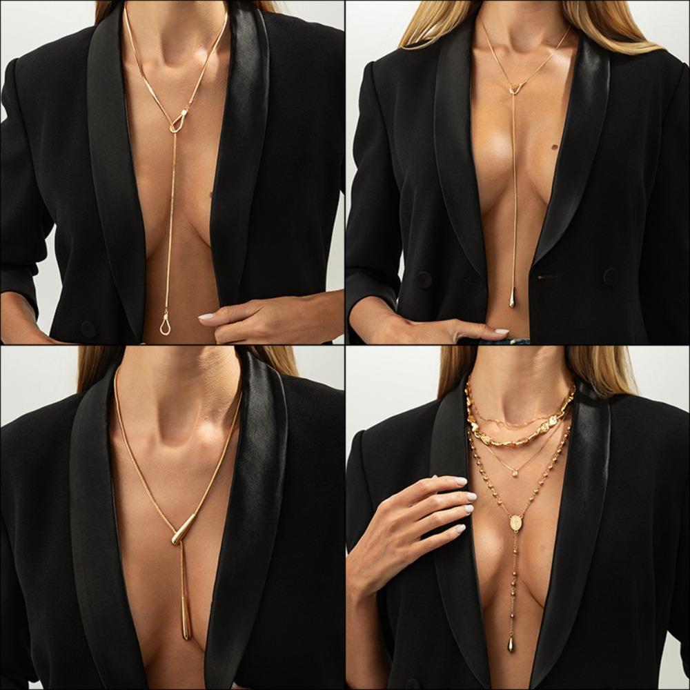 Minimalism Personality Design Geometry Long Pull Tassel Necklace for Women Multi-style Sexy Fashion Collar Chain Jewelry Gifts