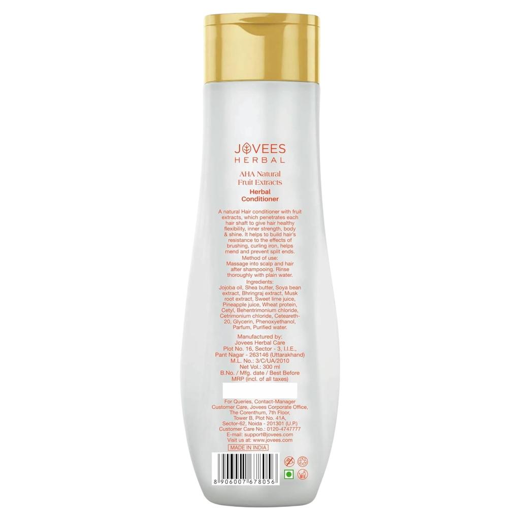 Jovees Herbal AHA Natural Fruit Extracts Conditioner For Smooth Silky Tangle-Free Hair 300ml 1 Pack Nourishing Repair