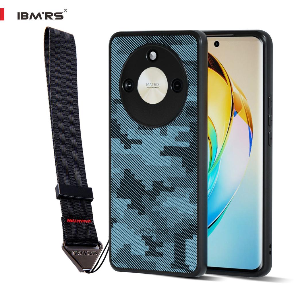 (Comes with Wrist strap)IBMRS for Honor X50 Phone Case, Translucent Matte Shockproof Anti-Fingerprint Protective Cover Black Camo