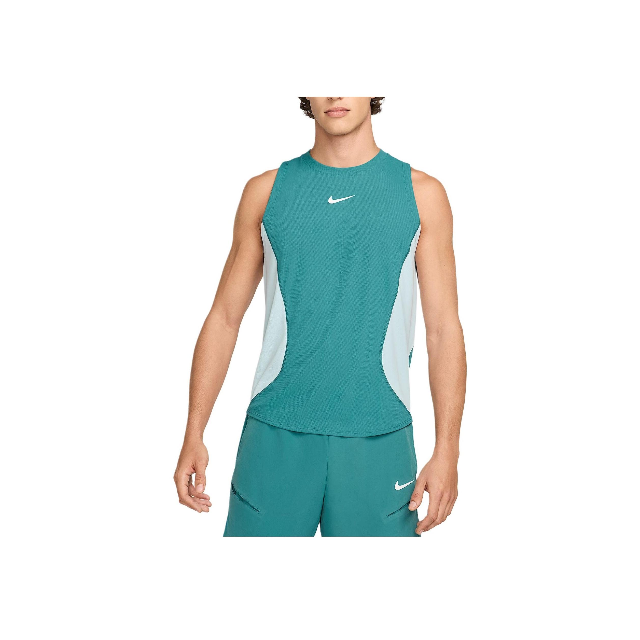 

Nike Court Slam Dri-Fit Логотип Круглый вырез Удобный Повседневный Без рукавов Жилет Мужские Топы Минерально-синий Белый HQ6406-379 M