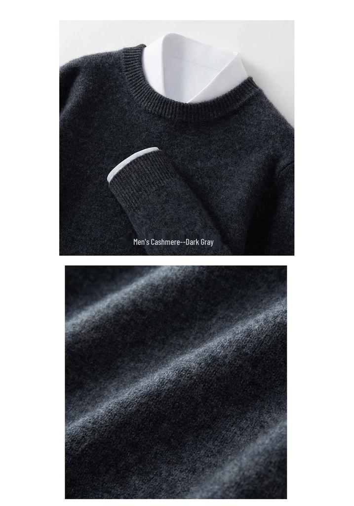 Autumn-Winter Men's Round Neck Solid Knit Sweater - Double Strand Trendy Base Layer