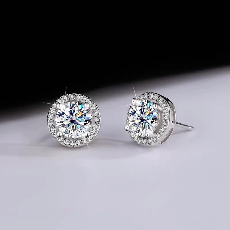 D VVS1 Moissanite Stud Earrings For Women Pass Diamond Tester Pen S925 Platinum Plating Moissanita With 2 GRA Certificates