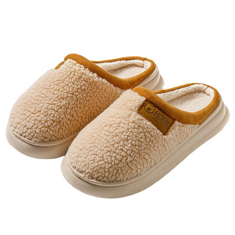 Cotton Slippers Women's Autumn and Winter Couple Thick-soled Indoor Home Warm Non-slip Plush Cotton Shoes Men