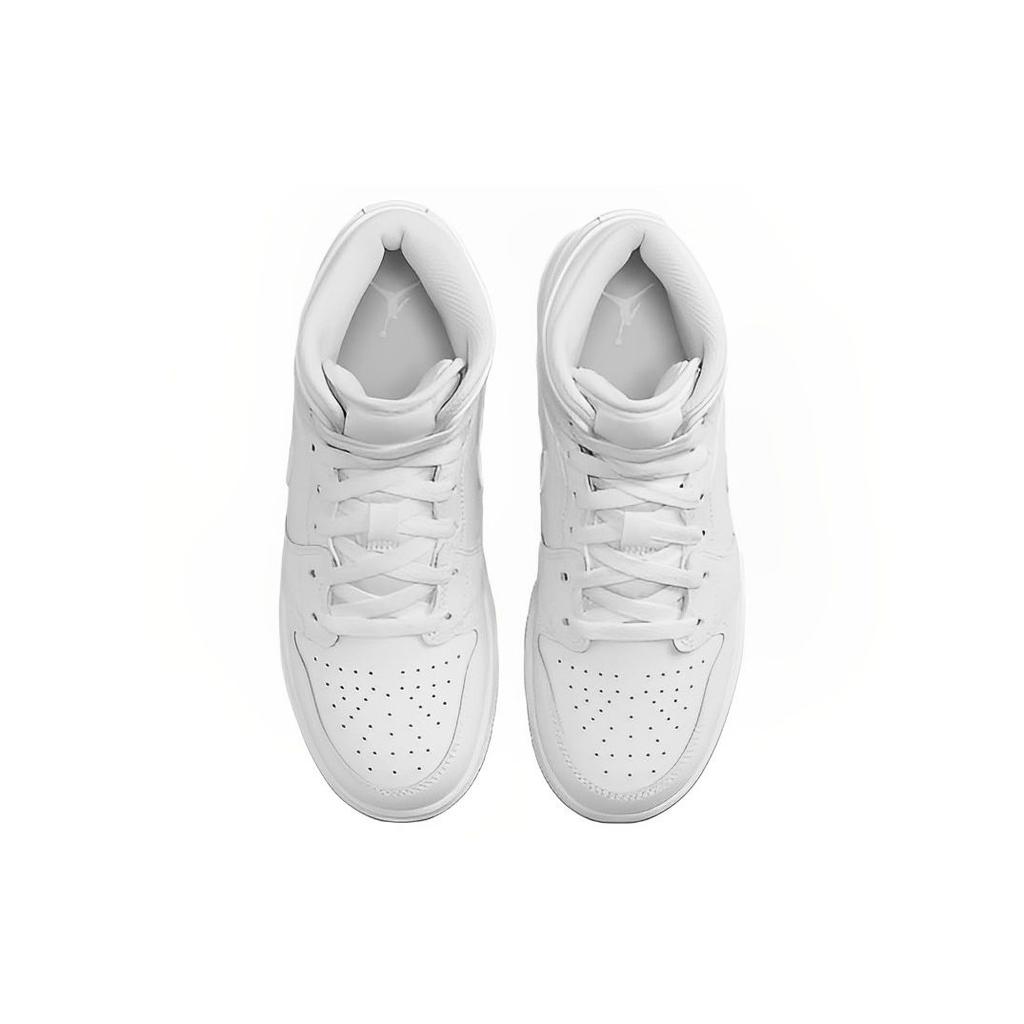Air Jordan 1 Mid GS Triple White 2023 Kids Sneakers 554725-136