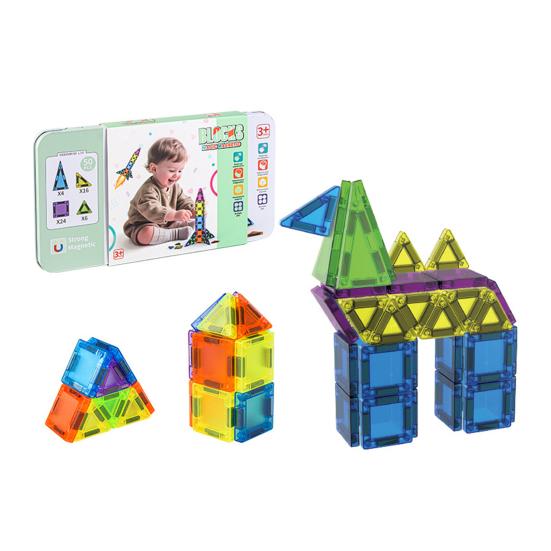 29/50Pcs/Set Colorful Magnetic Tile Kit Clear Geometric Shape Building Block Magnet Preschool Educational
